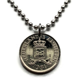1981 Netherlands Antilles Curacao Aruba Sint Maarten Bonaire Saba Sint Eustatius 25 Ct coin pendant Dutch Caribbean Island Willemstad Oranjestad Leeward Lesser Antilles Papiamentu Pais Kòrsou Jan Thiel Cas Abou beach Kralendijk Philipsburg Bottom n002316
