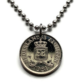 1981 Netherlands Antilles Curacao Aruba Sint Maarten Bonaire Saba Sint Eustatius 25 Ct coin pendant Dutch Caribbean Island Willemstad Oranjestad Leeward Lesser Antilles Papiamentu Pais Kòrsou Jan Thiel Cas Abou beach Kralendijk Philipsburg Bottom n002316