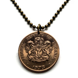 1973 Nigeria 1 Kobo coin pendant Nigerian horse eagle Abuja Lagos black shield West Africa Zuma Rock Victoria Island Harcourt Ibo n001572