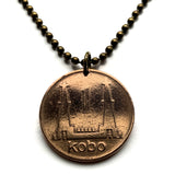 1973 Nigeria 1 Kobo coin pendant Nigerian horse eagle Abuja Lagos black shield West Africa Zuma Rock Victoria Island Harcourt Ibo n001572