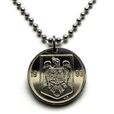 1993 Romania 10 Lei coin pendant golden eagle Bucharest Cluj-Napoca Iasi Moldavia Wallachia Constanța Timisoara Brasov Craiova Galati Oradea Constanta Ploiesti Braila Sibiu Transylvania Michael the Brave Vlad Dracula Impaler Vlachs Poenari castle n002731