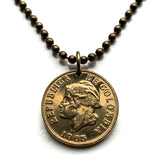 1965 Colombia 2 Centavos coin pendant Libertad Phrygian cap Bogotá Medellín Cali Barranquilla Cartagena Cúcuta Soacha Soledad Bucaramanga Bello Ibagué Manizales Montería Valle del Cauca Antioquia Pereira Caldas Armenia Muisca Chibcha Quimbaya n000517