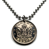 1924 Romania 1 Leu coin pendant Romanian lions eagle crown Bucharest Cluj-Napoca Iasi Constanta Wallachia Moldavia Timisoara Transylvania Bran Vlad Dracula's Castle Sibiu Brasov Peles Castle Roman Dacia Michael the Brave Vlachs Craiova Galati n000479
