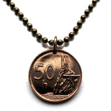 1998 Slovakia Slovensko 50 Halierov coin pendant Devin Castle Tower Danube Slovak double cross Bratislava Kosice Presov Zilina Spis n002209