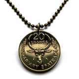 1970 Madagascar 20 Francs coin pendant zebu bull horns Antananarivo African island Malagasy Analamazoatra Reserve wildlife tourism n002988