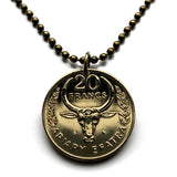 1970 Madagascar 20 Francs coin pendant zebu bull horns Antananarivo African island Malagasy Analamazoatra Reserve wildlife tourism n002988