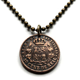 1862 Spain España 10 Centimos de Real coin pendant necklace escudo Español queen Isabella II Madrid Barcelona Murcia Asturias Cataluña Palmas Vigo Ibiza n003912