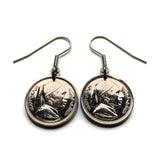 1952 Libya 1 Piastre coin earrings Libyan crown Tamazight Benghazi Arabic Islamic Misrata Cyrenaica white crescent moon star e000684