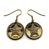 1966 Bahamas 1 Cent coin earrings Bahamian starfish cushion sea star beach Nassau Lucayan Freeport Andros Exuma Rose Island Rum Cay e000681