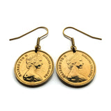 1966 Bahamas 1 Cent coin earrings Bahamian starfish cushion sea star beach Nassau Lucayan Freeport Andros Exuma Rose Island Rum Cay e000681