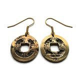 antique! 1742 Korea 1 Mun cash coin drop dangle earrings Yeopjeon Sangpyeong Tongbo Joseon Yi Dynasty Seoul Busan Incheon Daegu Daejeon Hangul Hanja Joseon Kingdom Goguryeo Baekje Silla Jeju Ho e000683