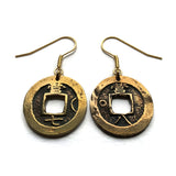 antique! 1742 Korea 1 Mun cash coin drop dangle earrings Yeopjeon Sangpyeong Tongbo Joseon Yi Dynasty Seoul Busan Incheon Daegu Daejeon Hangul Hanja Joseon Kingdom Goguryeo Baekje Silla Jeju Ho e000683