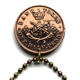 1857 Bank of Upper Canada Ontario 1/2 Penny coin token keychain pendant Saint George slaying the dragon slayer Ottawa Montreal Quebec Toronto Vancouver Calgary Mississauga Brampton Ajax Hamilton London Markham Vaughan Kitchener Windsor Burlington n000599