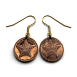Bahamas 1 Cent coin dangle earrings Bahamian starfish cushion sea star beach Nassau Lucayan Freeport Andros Exuma Rose Island Rum Cay e000682