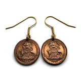 Bahamas 1 Cent coin dangle earrings Bahamian starfish cushion sea star beach Nassau Lucayan Freeport Andros Exuma Rose Island Rum Cay e000682