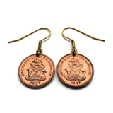 Bahamas 1 Cent coin dangle earrings Bahamian starfish cushion sea star beach Nassau Lucayan Freeport Andros Exuma Rose Island Rum Cay e000682