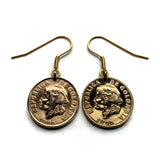1965 Colombia 2 Centavos coin earrings Libertad Phrygian cap Bogotá Medellín Cali Barranquilla Cartagena Cúcuta Soacha Soledad Bello e000680