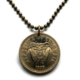 1995 Colombia 100 Pesos coin pendant flags Andean condor Bogotá Valle del Cauca Soledad Bello Ibagué Villavicencio Pereira Armenia n001602
