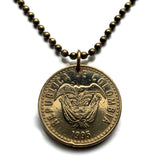 1995 Colombia 100 Pesos coin pendant flags Andean condor Bogotá Valle del Cauca Soledad Bello Ibagué Villavicencio Pereira Armenia n001602