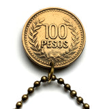 1995 Colombia 100 Pesos coin pendant flags Andean condor Bogotá Valle del Cauca Soledad Bello Ibagué Villavicencio Pereira Armenia n001602