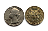 1995 Colombia 100 Pesos coin pendant flags Andean condor Bogotá Valle del Cauca Soledad Bello Ibagué Villavicencio Pereira Armenia n001602