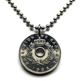 1964 Greece Hellas 10 Lepta coin pendant necklace Hellenic jewelry Greek crown Athens Sparta Thessaloniki Patras Larissa Mykonos Argos Crete Meteora Thebes Halkidiki Macedonia Peloponnese n002654