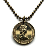 1971 Bahamas 1 Cent coin pendant necklace jewelry Bahamian starfish sea star Nassau Andros Exuma Junkanoo Rose Island Lighthouse Beach Rum Cay sea vacation n000500