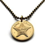 1974 Bahamas 1 Cent coin pendant Bahamian starfish sea star Nassau Andros Exuma Junkanoo Rose Island Lighthouse Beach Rum Cay sea n000005