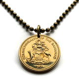 1974 Bahamas 1 Cent coin pendant Bahamian starfish sea star Nassau Andros Exuma Junkanoo Rose Island Lighthouse Beach Rum Cay sea n000005