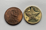 1974 Bahamas 1 Cent coin pendant Bahamian starfish sea star Nassau Andros Exuma Junkanoo Rose Island Lighthouse Beach Rum Cay sea n000005