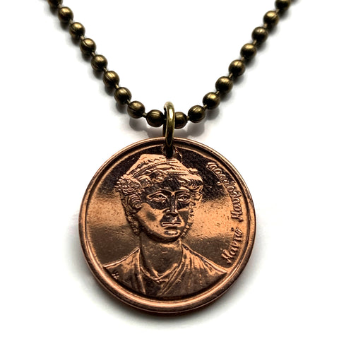 1988 Greece Hellas 2 Drachm coin pendant Greek heroine Manto Mavrogenous Hellenic 1821 Greek War of Independence Athens Crete Sparta n000503