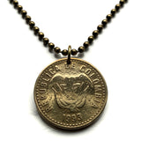 Colombia 100 Pesos coin pendant flags Andean condor Bogotá Valle del Cauca Soledad Bello Ibagué Villavicencio Pereira Armenia n001602