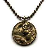 1955 Yugoslavia 10 Dinara coin pendant socialist republic Serbia Croatia Macedonia Slovenia Montenegro Bosnia & Herzegovina Kosovo Belgrade Sarajevo Zagreb Skopje Ljubljana Vojvodina Podgorica Split Sušak South Slavic Balkans n000172