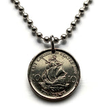 2000 East Caribbean States 10 Cents coin pendant Golden Hind galleon ship Antilles Caribbees Leeward British Virgin Windward Island n003960