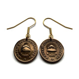 late 1800's Hungary Magyars 2 Filler coin dangle earrings jewelry Hungarian Holy Crown of Saint Stephen Szent Korona Budapest Debrecen Szeged Miskolc Pécs Győr Gellért Hill Nyíregyháza Jászság Fejér Hajdú-Bihar e000129