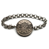 1967 England United Kingdom Great Britain 2 Shillings coin bracelet English tudor rose Scottish thistle Scotland Irish shamrock Northern Ireland Welsh leek Wales Wars of the Roses London Edinburgh Belfast Cardiff Manchester Sheffield Liverpool b000176
