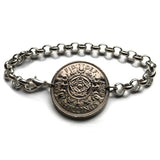 1967 England United Kingdom Great Britain 2 Shillings coin bracelet English tudor rose Scottish thistle Scotland Irish shamrock Northern Ireland Welsh leek Wales Wars of the Roses London Edinburgh Belfast Cardiff Manchester Sheffield Liverpool b000176