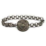 1918 Italy 20 Centesimi coin rolo link bracelet World War 1 era Savoy shield Rome Milan Venice Florence Napoli Torino Bologna Verona Genoa Siena Capri Palermo Cagliari Parma Tuscany Matera San Gimignano Positano Lazio Lecce Bari Polignano a Mare b000136