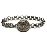 1918 Italy 20 Centesimi coin rolo link bracelet World War 1 era Savoy shield Rome Milan Venice Florence Napoli Torino Bologna Verona Genoa Siena Capri Palermo Cagliari Parma Tuscany Matera San Gimignano Positano Lazio Lecce Bari Polignano a Mare b000136