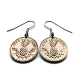 Bahamas 5 Cents coin earrings Bahamian pineapple Nassau Andros Exuma & Cays tropical fruit Cat Island Rum Cay Cable Beach e000195