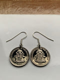 Bahamas 5 Cents coin earrings Bahamian pineapple Nassau Andros Exuma & Cays tropical fruit Cat Island Rum Cay Cable Beach e000195