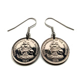 Pendientes con moneda de 5 centavos de Bahamas, piña de las Bahamas, Nassau, Andros, Exuma y Cays, fruta tropical, Cat Island, Rum Cay, Cable Beach e000195