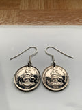 Bahamas 5 Cents coin earrings Bahamian pineapple Nassau Andros Exuma & Cays tropical fruit Cat Island Rum Cay Cable Beach e000195