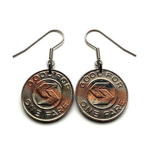 USA SEPTA Southeastern Pennsylvania Transportation Authority Token coin earrings rapid transit bus trolley tram subway Philly SEPTA Key Card commuter light rail Philadelphia Bucks Chester Delaware e000687