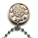 1981 Portugal 2-1/2 Escudos coin pendant Portuguese caravela ship Quinas Lisboa Porto Braga Sintra Faro Coimbra Funchal Aveiro Guimarães Ponta Delgada Faro Ourique Mirandese Lagos Fatima n000091