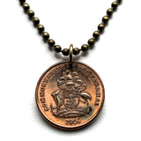 2006 Bahamas 1 Cent coin pendant necklace jewelry Bahamian starfish sea star Nassau Andros Exuma Junkanoo Rose Island Lighthouse Beach Rum Cay sea vacation n001798