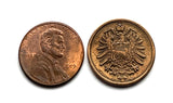 1876 Germany Deutschland 2 Pfennig coin pendant necklace jewelry German eagle Berlin Munich Cologne Frankfurt Hamburg Stuttgart Bavaria Düsseldorf Leipzig Dortmund Bremen Dresden Hanover Rothenburg Nuremberg n000943