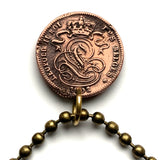 1902! Belgium 1 Centime coin pendant necklace Belgian lion Leopold First King of the Belgians Brussels Antwerp Bruges Ghent Liège Mons Flanders Flemish Hasselt Kortrijk Ostend Ypres Dinant Ardennes n001747