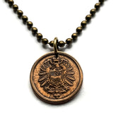 1875 Germany Deutschland 1 Pfennig coin pendant black German eagle Berlin Hamburg Munich Cologne Frankfurt Stuttgart Düsseldorf Dortmund Leipzig Bremen Dresden Hanover Bavaria Bonn Nuremberg n000177