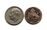 1902! Belgium 1 Centime coin pendant necklace Belgian lion Leopold First King of the Belgians Brussels Antwerp Bruges Ghent Liège Mons Flanders Flemish Hasselt Kortrijk Ostend Ypres Dinant Ardennes n001747